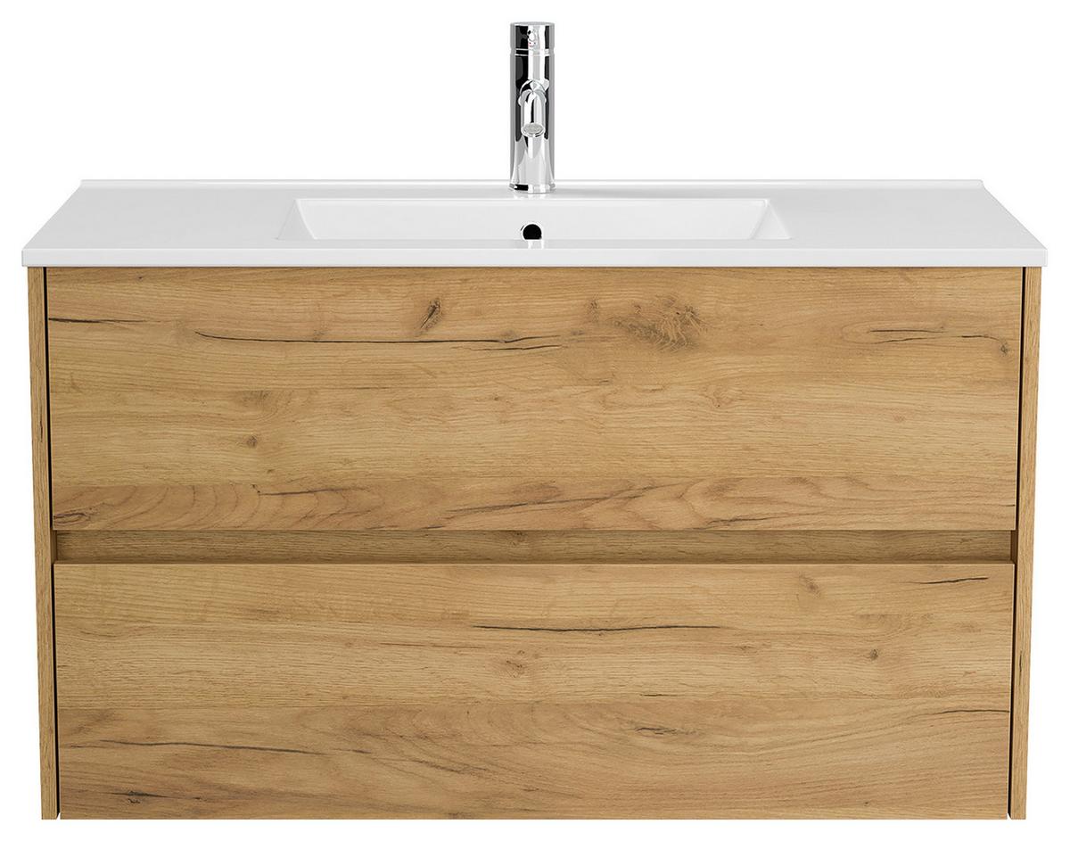 Waschtischkombi Limes Eiche Dekor B: 101 Cm - Eichefarben/Weiß, MODERN, Keramik/Holzwerkstoff (101/58,6/47cm) - MID.YOU