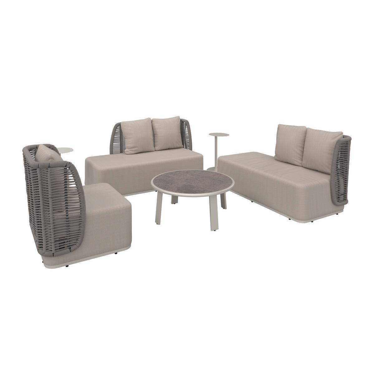 TERASOVÁ SEDACÍ SOUPRAVA MARINO - světle šedá/tmavě šedá, Moderní, kov/textil (153/81/76cm) - Bessagi Garden