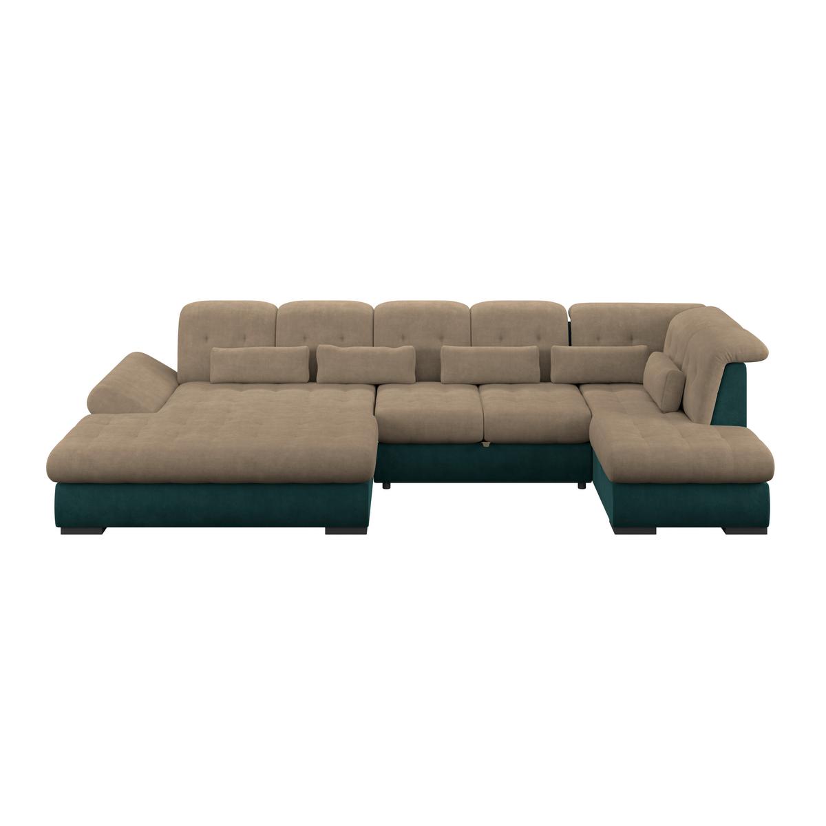 Wohnlandschaft Madera Dunkelbraun S: 358x212 Cm - Türkis/Dunkelbraun, KONVENTIONELL, Kunststoff/Textil (190/358/212cm)