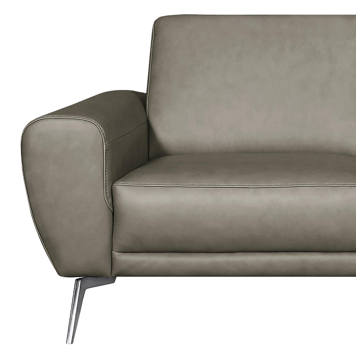 2-Sitzer-Sofa Spring Schwarz Chrom B: 177 cm - Chromfarben/Grau, Design, Leder (177/85/92cm) - Livetastic