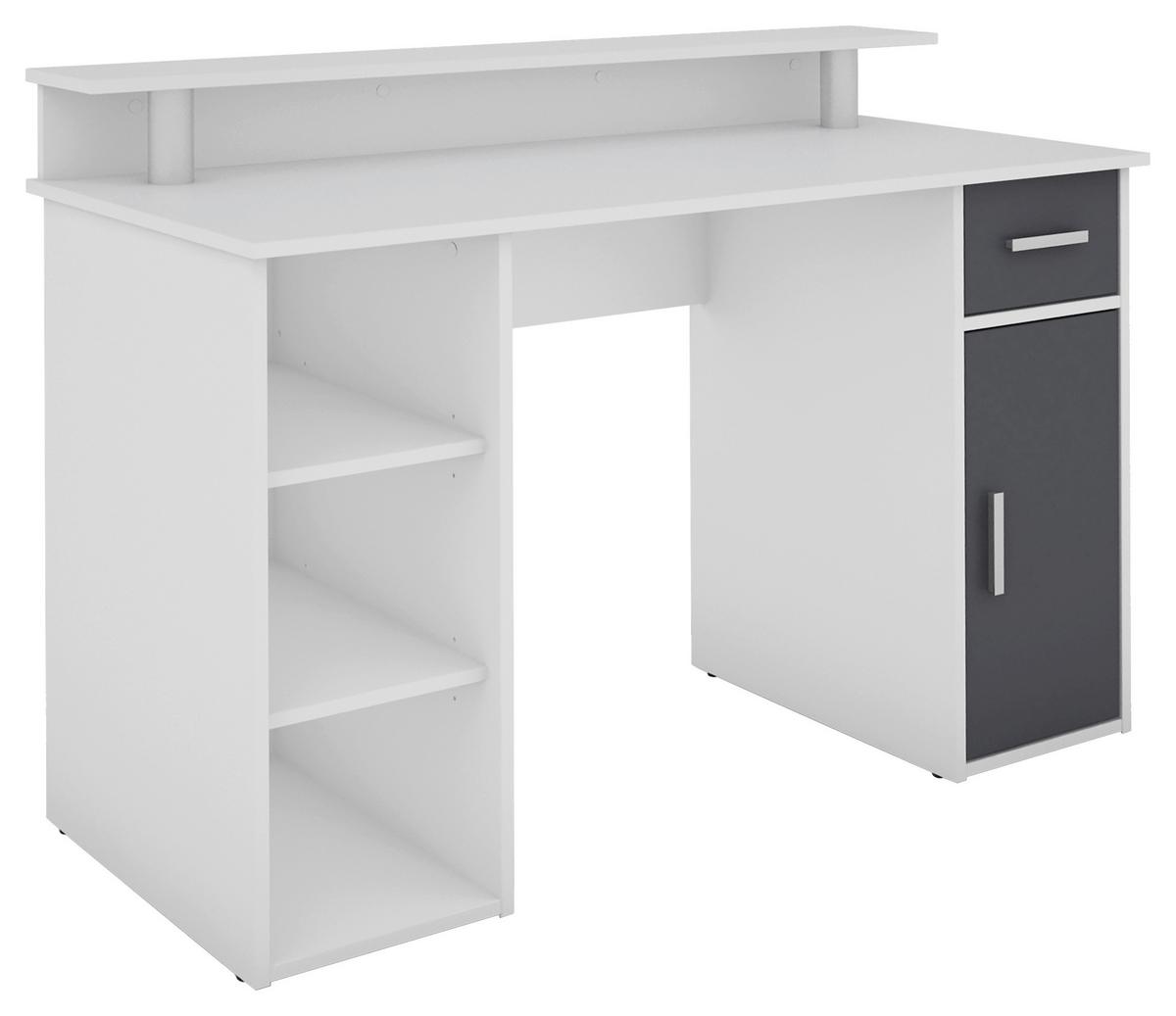 Schreibtisch B 55cm H 88 cm Diego Weiß/Anthrazit - Anthrazit/Weiß, LIFESTYLE, Holzwerkstoff (120/55/88cm) - MID.YOU