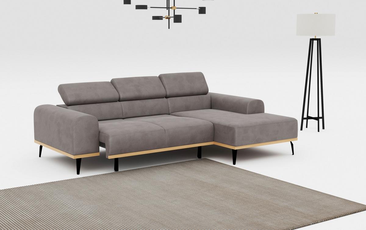 Ecksofa Grau Mit Sitzvorzug S: 244x157 Cm - Schwarz/Grau, KONVENTIONELL, Textil (244/157cm) - Cotta