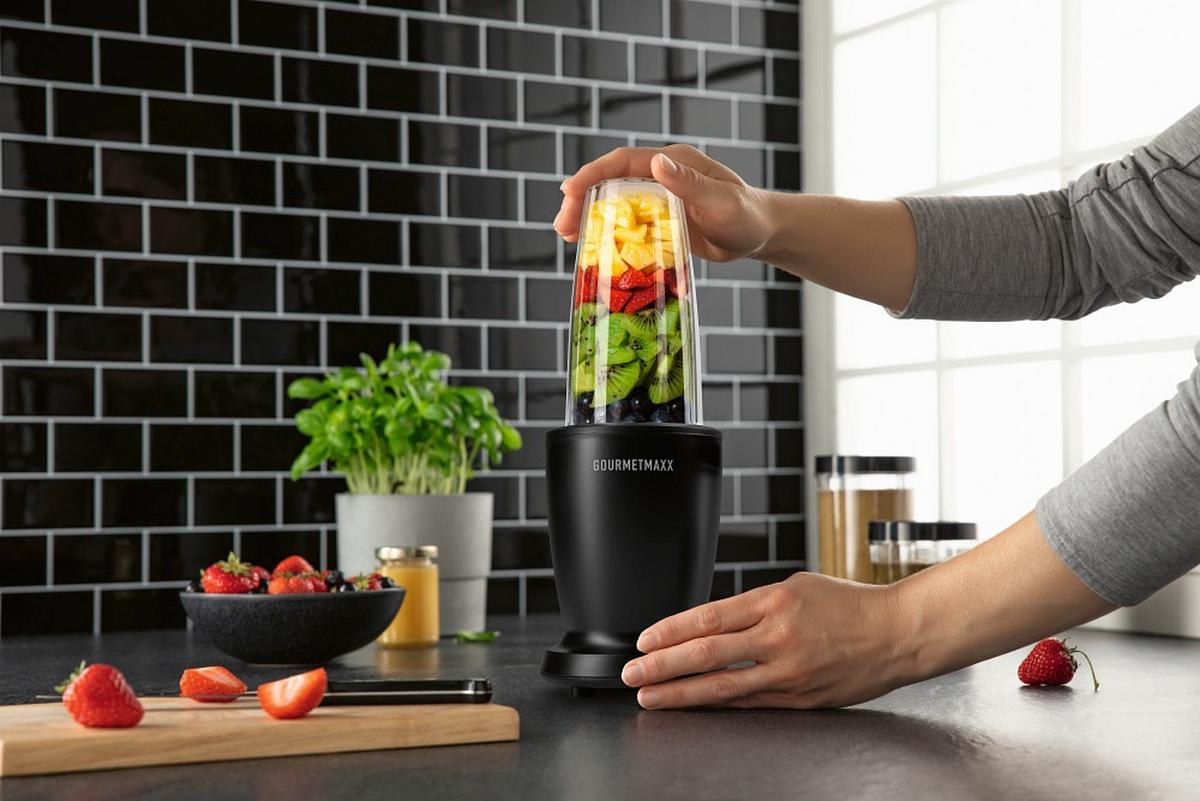 Smoothie Maker 16821 - Transparent/Schwarz, Basics, Kunststoff/Metall (11,5/11,5/31,8cm)