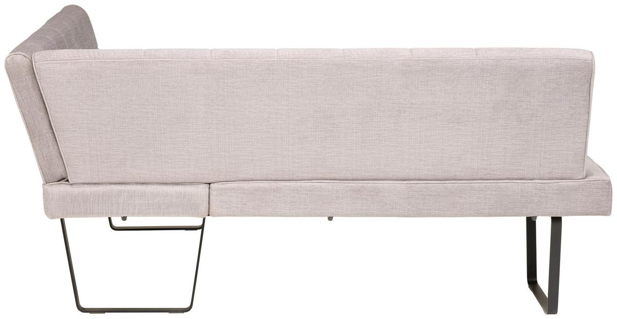 Eckbank Tilos Samt Hellgrau, S: 190 X150cm - Hellgrau/Schwarz, KONVENTIONELL, Textil/Metall (190/150cm) - MID.YOU