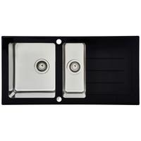 Spüle Respekta Glasspüle 100 X 50 cm - Schwarz, Trend, Glas/Metall (100/21/50cm) - Respekta