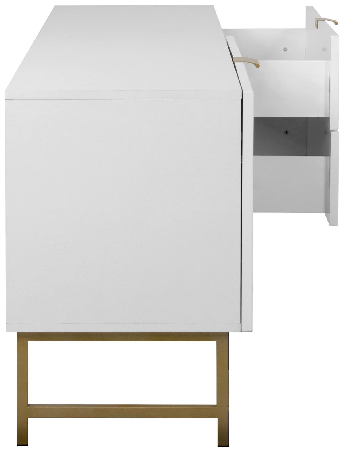 Tv-lowboard Edinburgh B: 179 Cm Weiß - Goldfarben/Weiß, Design, Holzwerkstoff (179/61/41cm) - MID.YOU