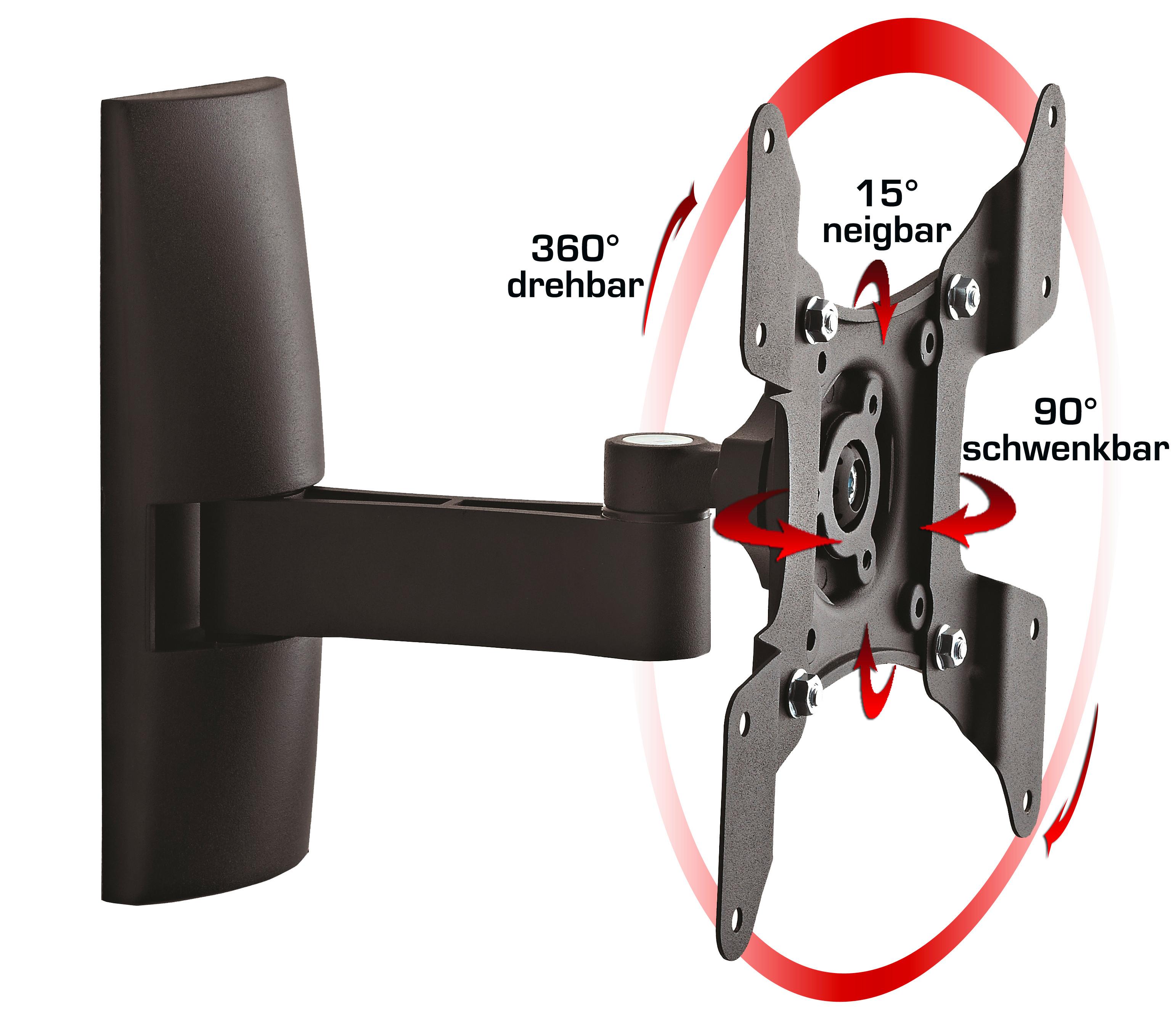 TV-Wandhalterung Bis 37“ Dreh- U. ausziehbar Ts1 Max. 15 Kg - Schwarz, KONVENTIONELL, Metall (20/23/23cm) - MID.YOU
