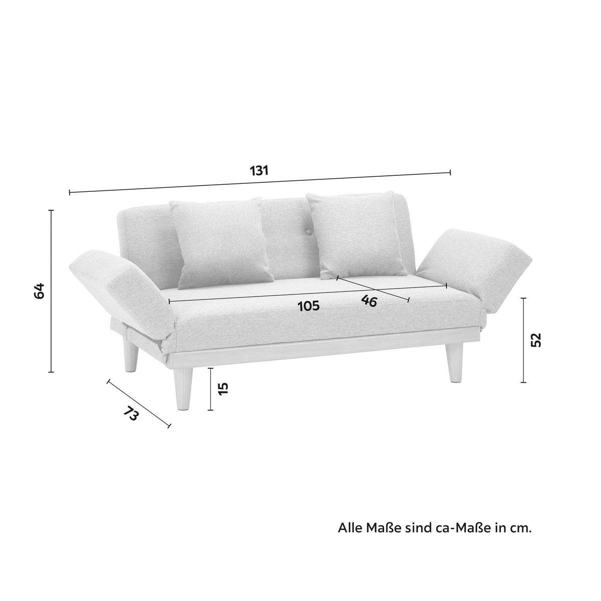 Rozkládací pohovka vhodná pro děti - Jola světlešedá - světle šedá/přírodní barvy, Moderní, dřevo/textil (131/64/73cm) - Bessagi Home