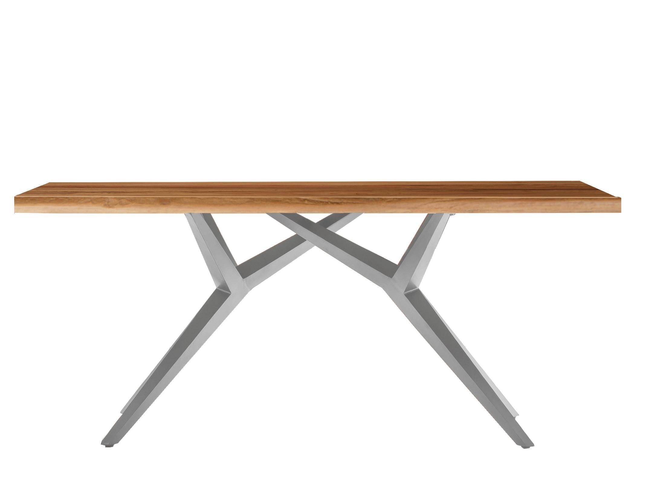 Esstisch Naturfarben /Silberfarben L: 220cm - Silberfarben/Naturfarben, MODERN, Holz/Metall (220/100/73cm) - MID.YOU