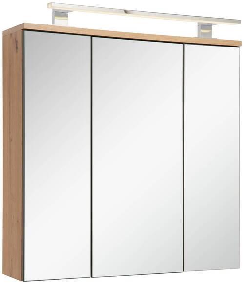 Spiegelschrank Giga mit Led 3- Türig BxHxT 70x70x19 cm - Eiche Artisan, MODERN, Glas/Holzwerkstoff (70/70/19cm)