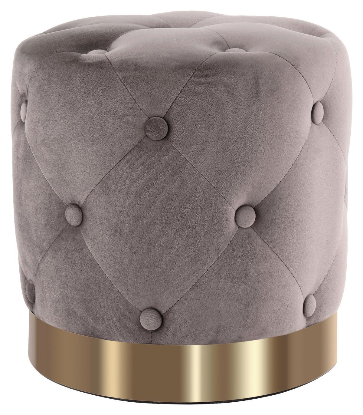 Hocker Piano 225 Taupe D: 41 Cm - Taupe/Goldfarben, Design, Textil (41/40cm) - Kayoom