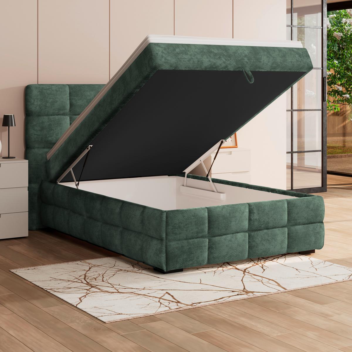 Polsterbett Vega Grün, Lf: 140 X 200 Cm - Grün, Trend, Holz/Textil (140/200cm)