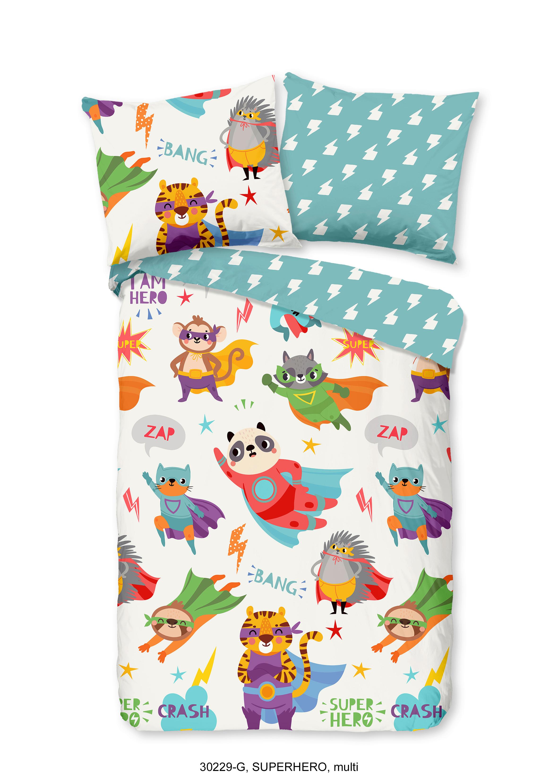 Kinderbettwäsche Superhero Multicolor 120x150 cm - Multicolor, ROMANTIK / LANDHAUS, Textil (120/150cm)