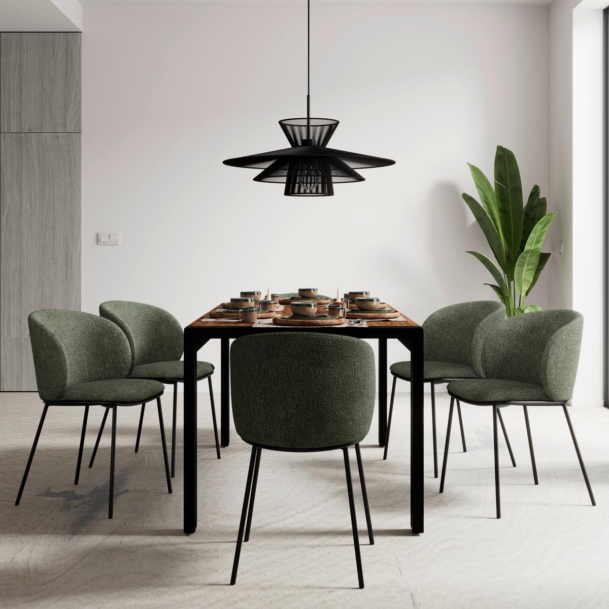 Stolička Malea MALEA - čierna/zelená, Modern, kov/drevo (49/81/52cm) - Bessagi Home