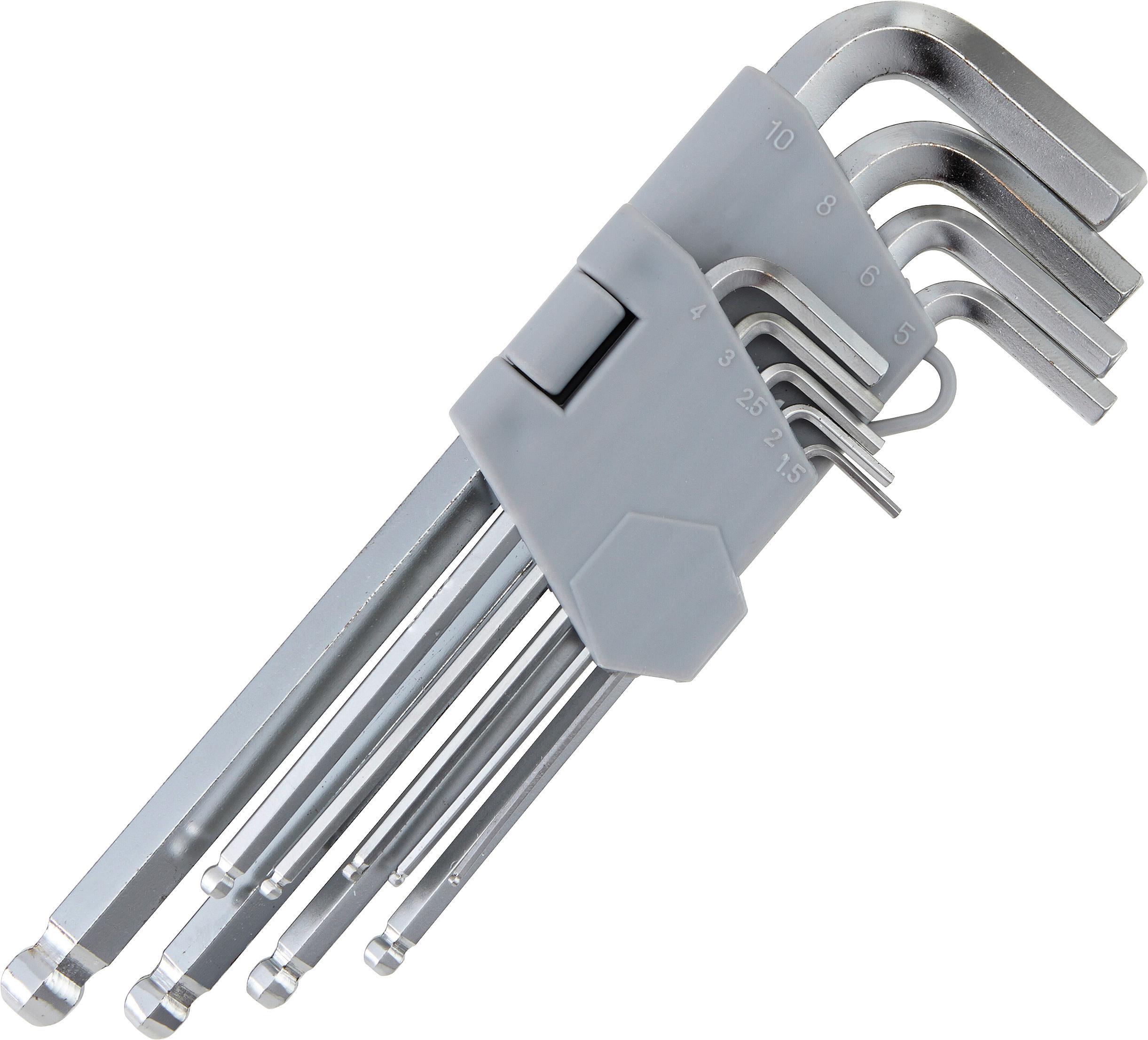 Inbus-Schlüsselsatz 9-Tlg. Kugelkopf, Klapphalter - Silberfarben, KONVENTIONELL, Metall
