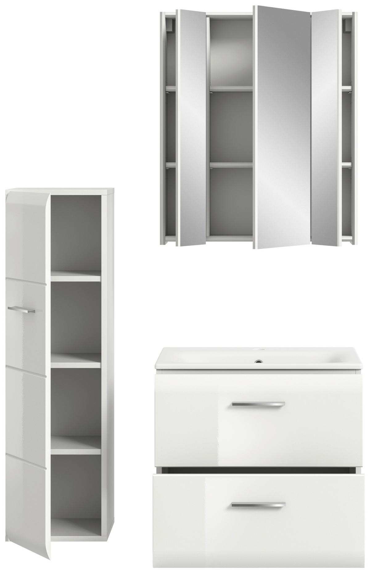 Badezimmer Ice Weiß Hg B: 90 Cm - Weiß Hochglanz/Schwarz, MODERN, Keramik/Holzwerkstoff (90cm) - MID.YOU