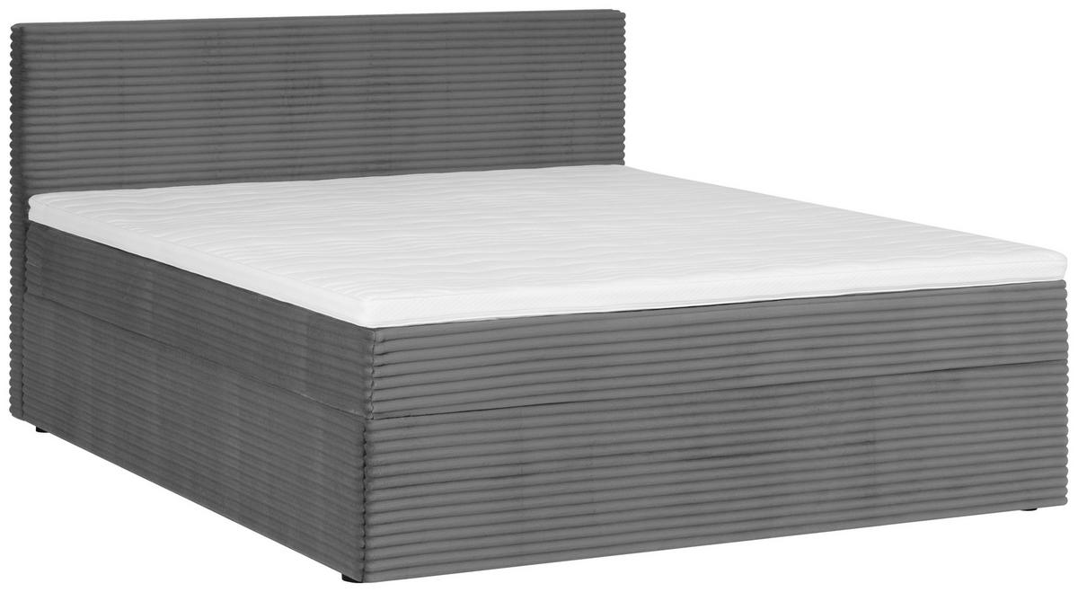 Boxbett Cordoba Dunkelgrau, Lf: 180x200 Cm - Dunkelgrau/Schwarz, Basics, Holz/Textil (180/200cm) - Livetastic