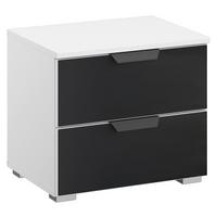 Nachtkästchen Artemis Weiß/anthrazit, H: 43cm - Anthrazit/Alufarben, MODERN, Glas/Holzwerkstoff (47/43/42cm) - Rauch Möbel