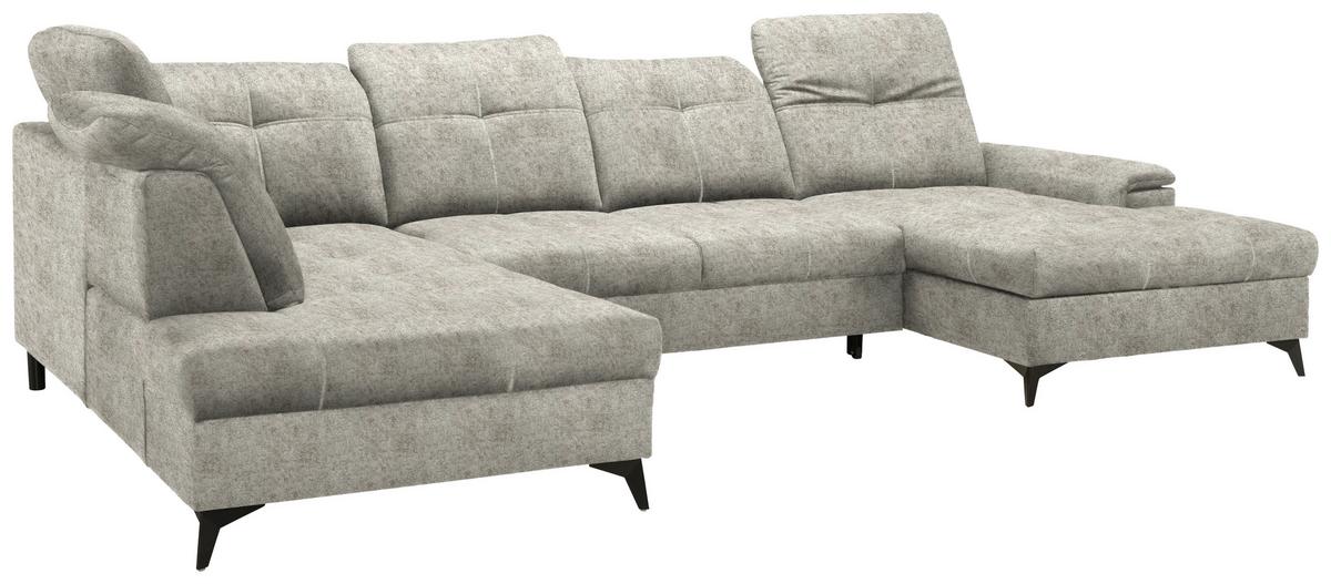 Rohová sedačka U SIERRA, levá, šedohnědá INFINITY - černá/šedohnědá, Moderní, kov/textil (230/364/181cm) - Mömax