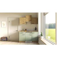 Miniküche Cara Eiche Artisan/Grün B: 150,5 cm - Eiche Artisan/Grün, Basics, Holzwerkstoff (150,5cm) - FlexWell