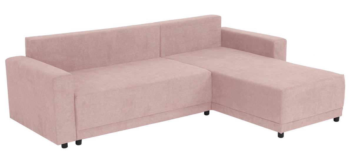 Ecksofa Time Rosa S: 178x248 Cm - Schwarz/Rosa, Design, Textil (178/248cm) - MID.YOU