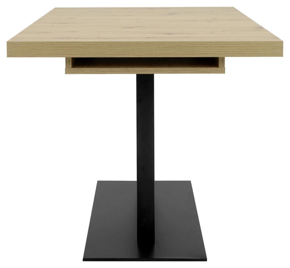 Esstisch ausziehbar Quadrato LxB: 120x80 cm Eiche Dekor - Schwarz/Eiche Artisan, KONVENTIONELL, Holzwerkstoff/Metall (120/80/74cm) - MID.YOU