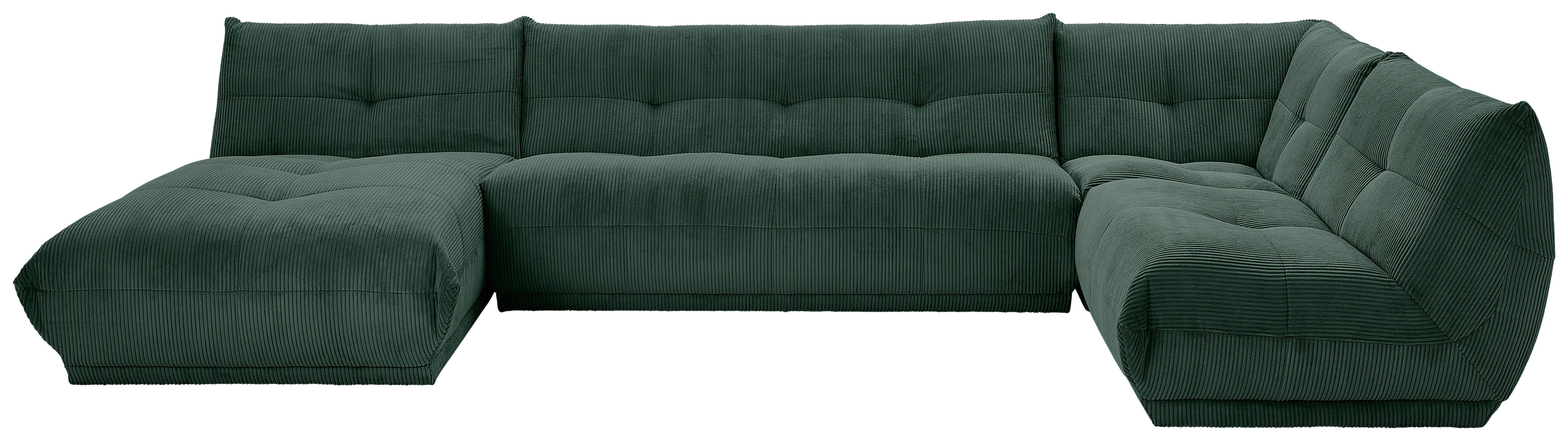Wohnlandschaft Giselle Dunkelgrün U: 185x390x210 cm - Dunkelgrün, Trend, Textil (185/390/210cm) - Livetastic