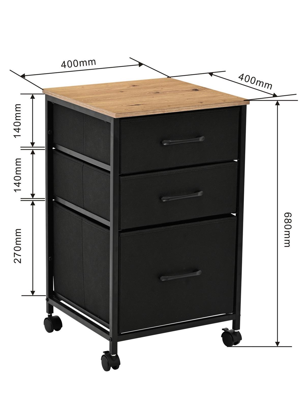 Rollcontainer Rolly Schwarz/Eiche Artisan B: 40 cm - Schwarz/Eiche Artisan, MODERN, Holzwerkstoff/Textil (40/68/40cm)