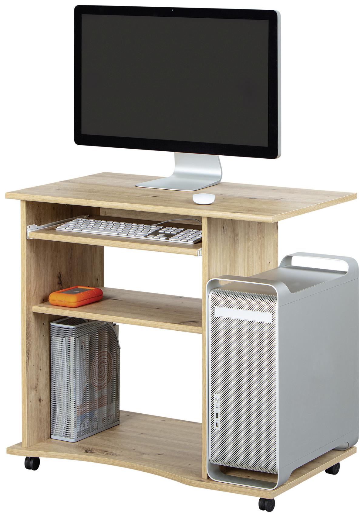 Computertisch mit Auszug B 80cm H 75cm Addu Eiche Dekor - Eichefarben, KONVENTIONELL, Holzwerkstoff/Kunststoff (80/50/75cm) - MID.YOU