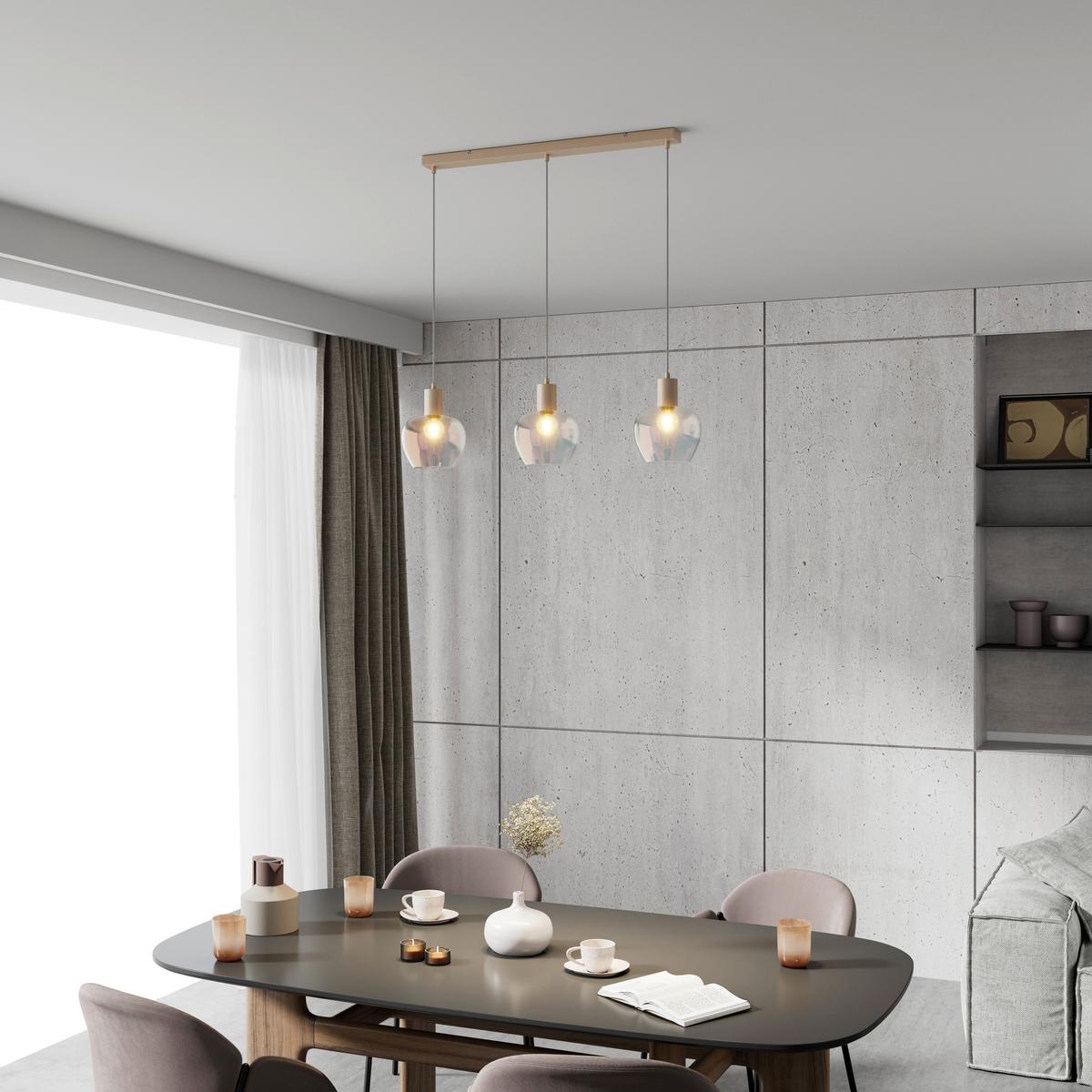 HÄNGELEUCHTE RENI - Champagner/Transparent, MODERN, Glas/Kunststoff (86/18/120cm)