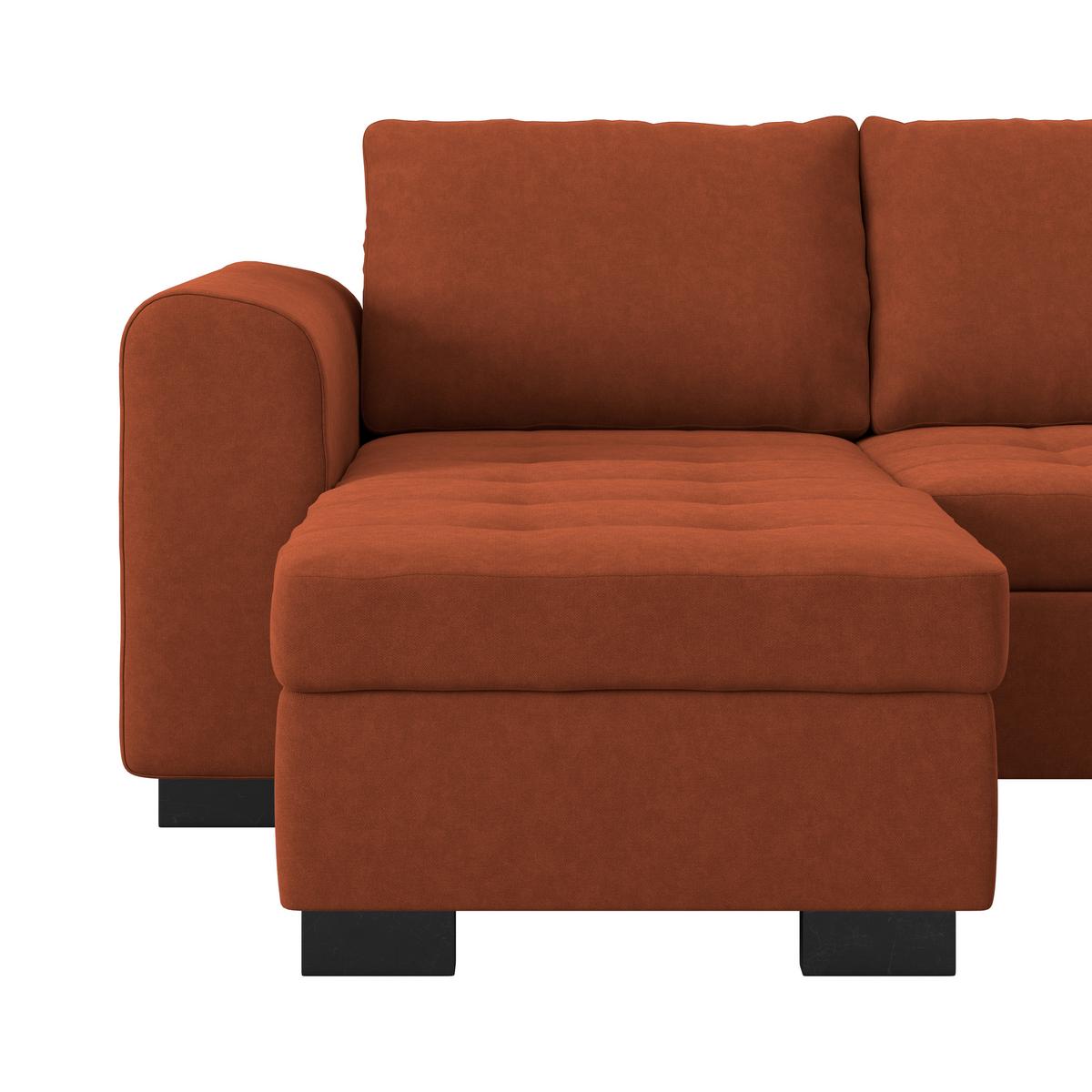 Wohnlandschaft Mit Bettkasten Malte Terracotta - Terracotta/Schwarz, MODERN, Textil (155/305/178cm) - Luca Bessoni