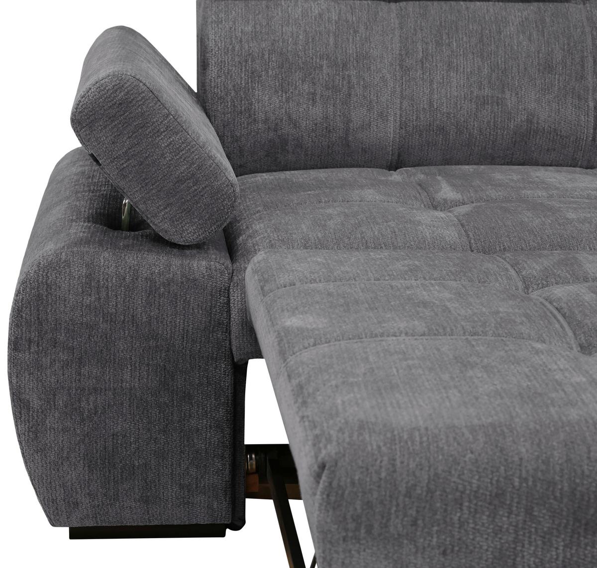 Rohová sedačka VEGAS, pravá, tmavosivá ženilka - čierna/tmavosivá, Design, drevo/textil (294/173cm)
