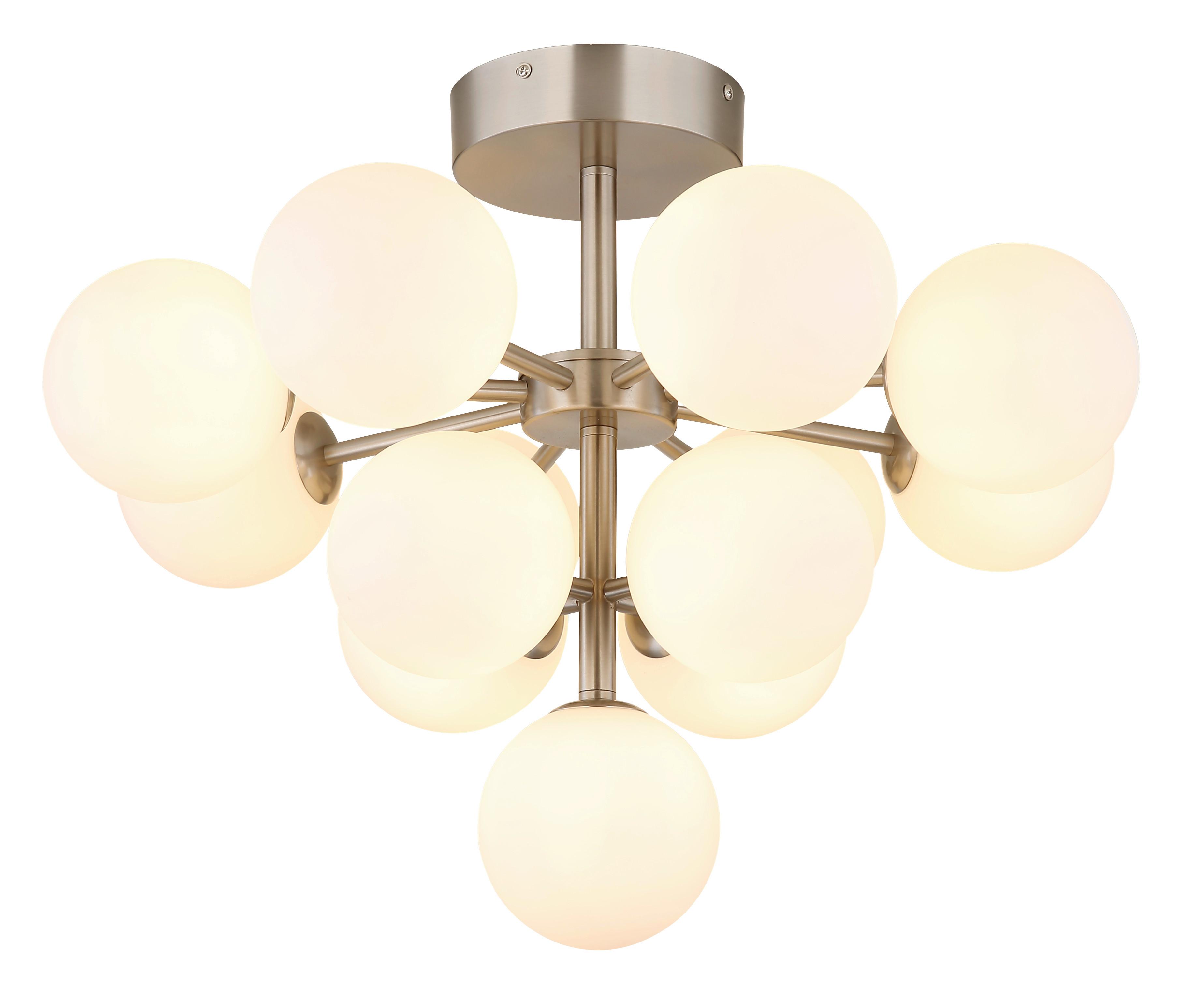 Mennyezeti Lámpa 56143-13nd - nikkelszínű, Design, Üveg/fém (56/43cm) - Globo