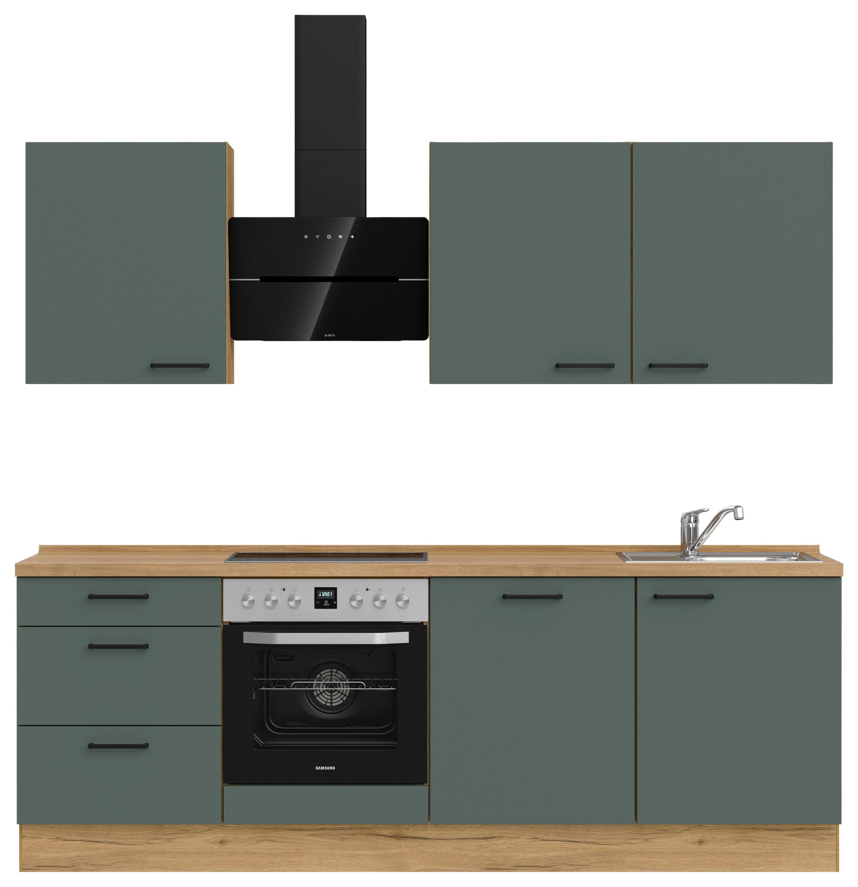 Küchenleerblock Easytouch High-Line, H9 Links - Dunkelgrün/Eichefarben, MODERN, Holzwerkstoff (240cm) - Nobilia