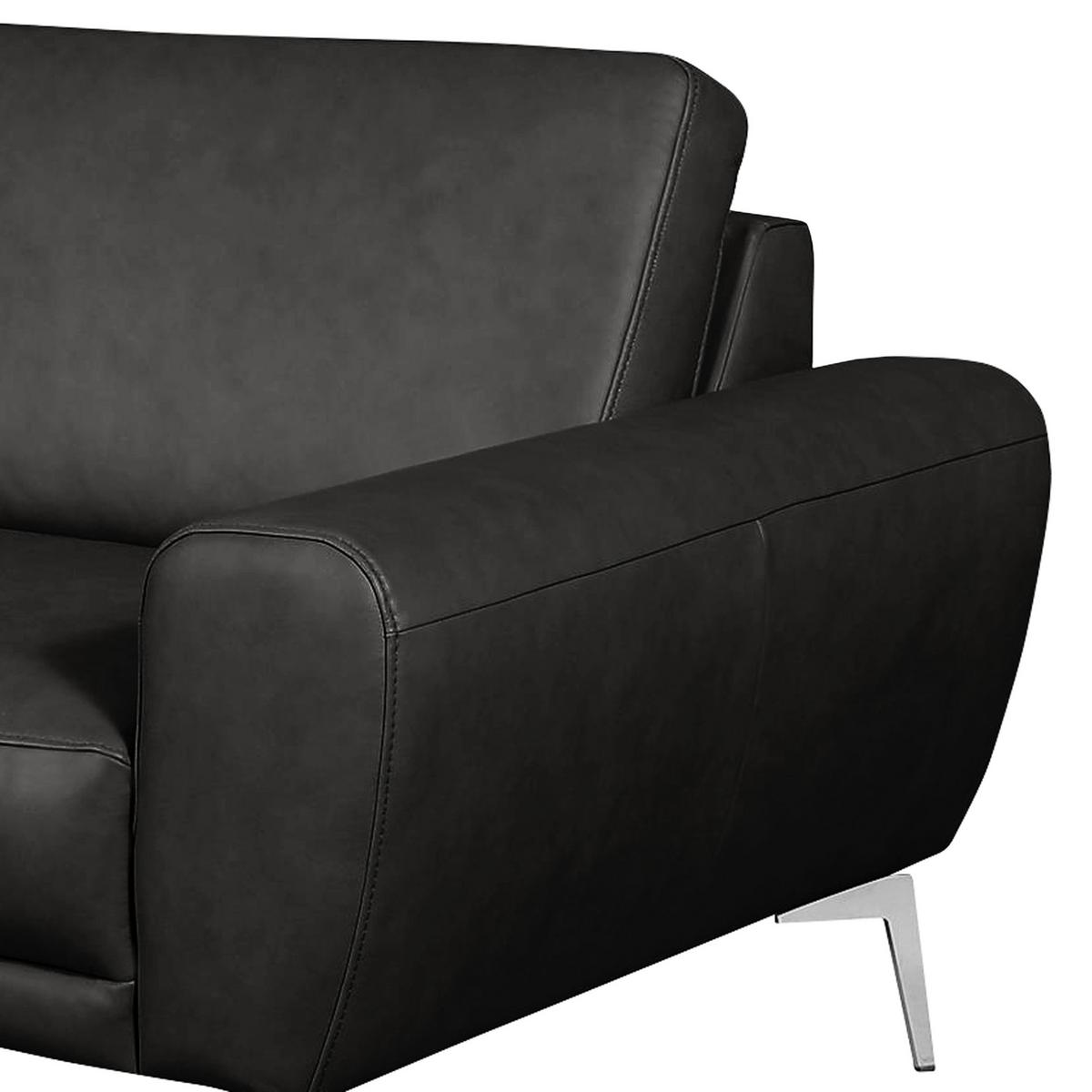 3-Sitzer-Sofa Spring Schwarz Chrom B: 207 cm - Chromfarben/Schwarz, Design, Leder (207/85/92cm) - Livetastic