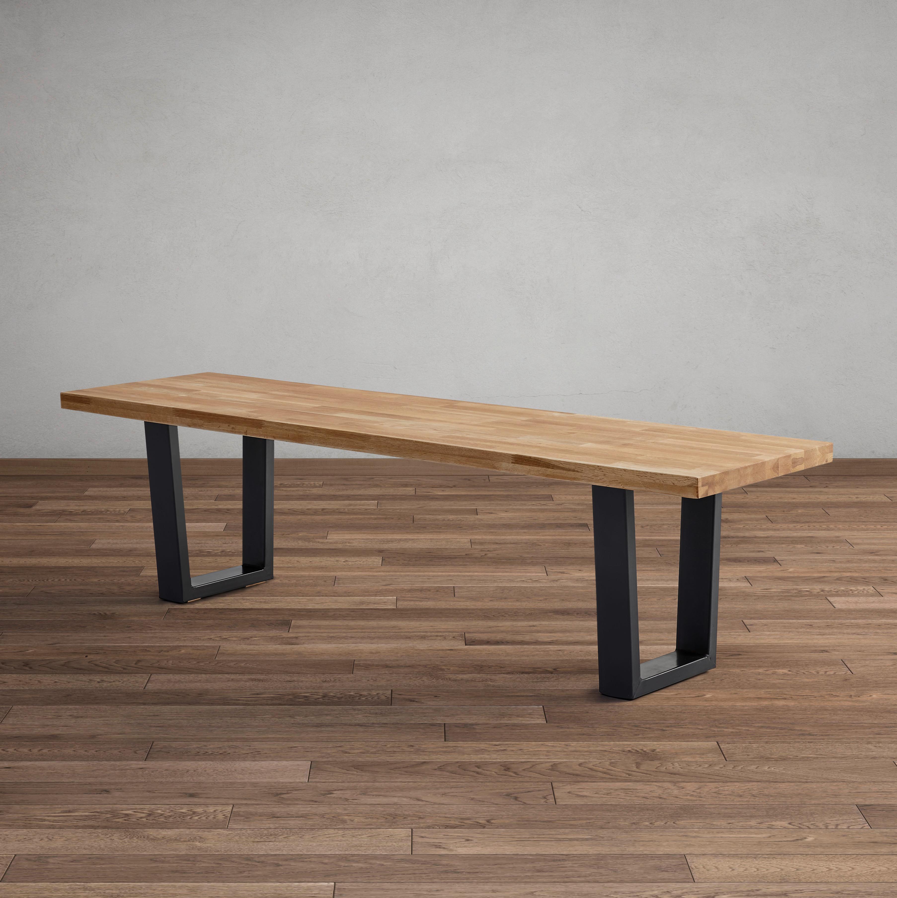 Lavice Kayla Dub Masiv - černá/barvy dubu, Moderní, kov/dřevo (175/46/45cm) - Modern Living