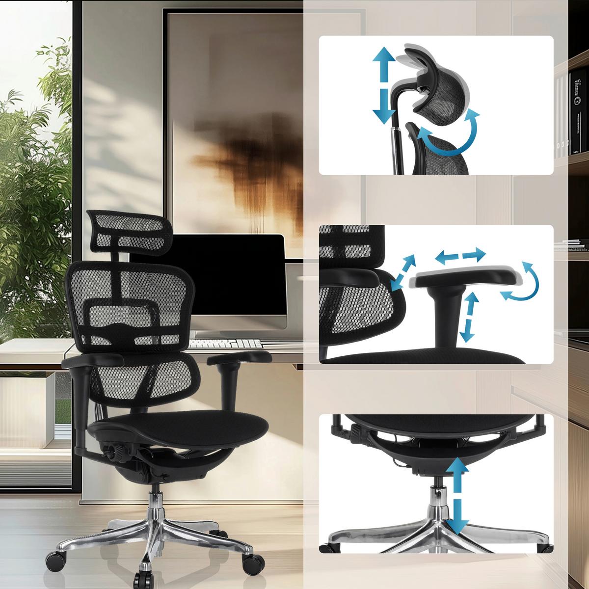 Drehstuhl Schwarz B: 65 Cm - Silberfarben/Schwarz, MODERN, Kunststoff/Textil (65/114-132/60cm) - MID.YOU