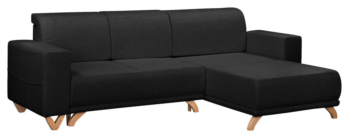 Ecksofa Bella Schwarz S: 257x174 Cm - Wengefarben/Schwarz, Design, Textil (257/174cm) - Livetastic