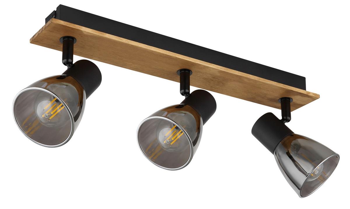 Strahler 54307-3w - Dunkelbraun/Schwarz, Design, Glas/Holz (40/7/15,5cm) - Globo