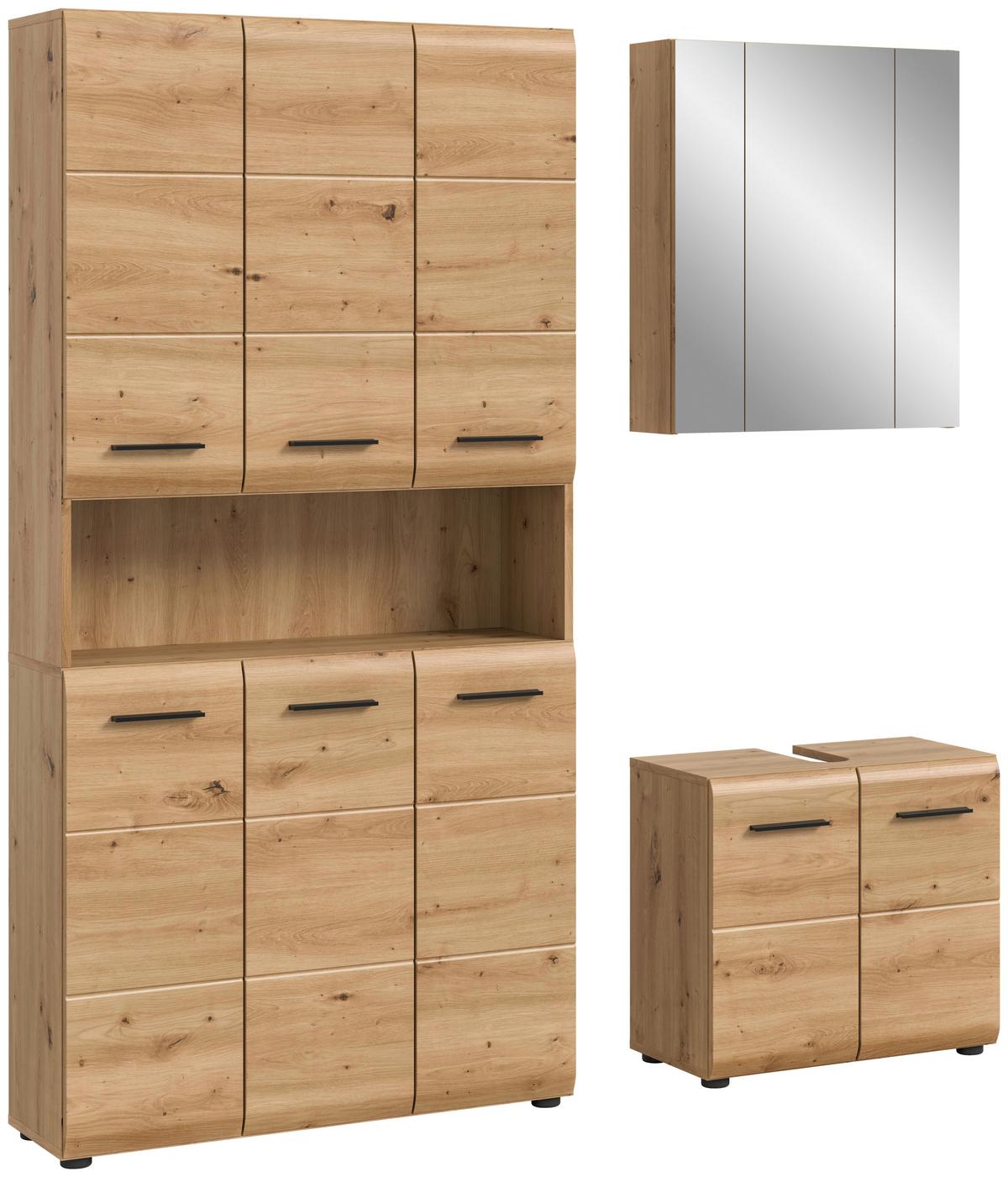 Badezimmer Ice Eiche Artisan Dekor B: 150cm - Schwarz/Eiche Artisan, Basics, Holzwerkstoff (150cm) - MID.YOU