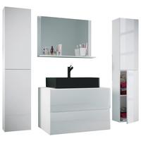 Badmöbel-Set 5-teilig Lendas 147cm Weiß - Schwarz/Weiß, MODERN, Glas/Keramik (147cm) - MID.YOU