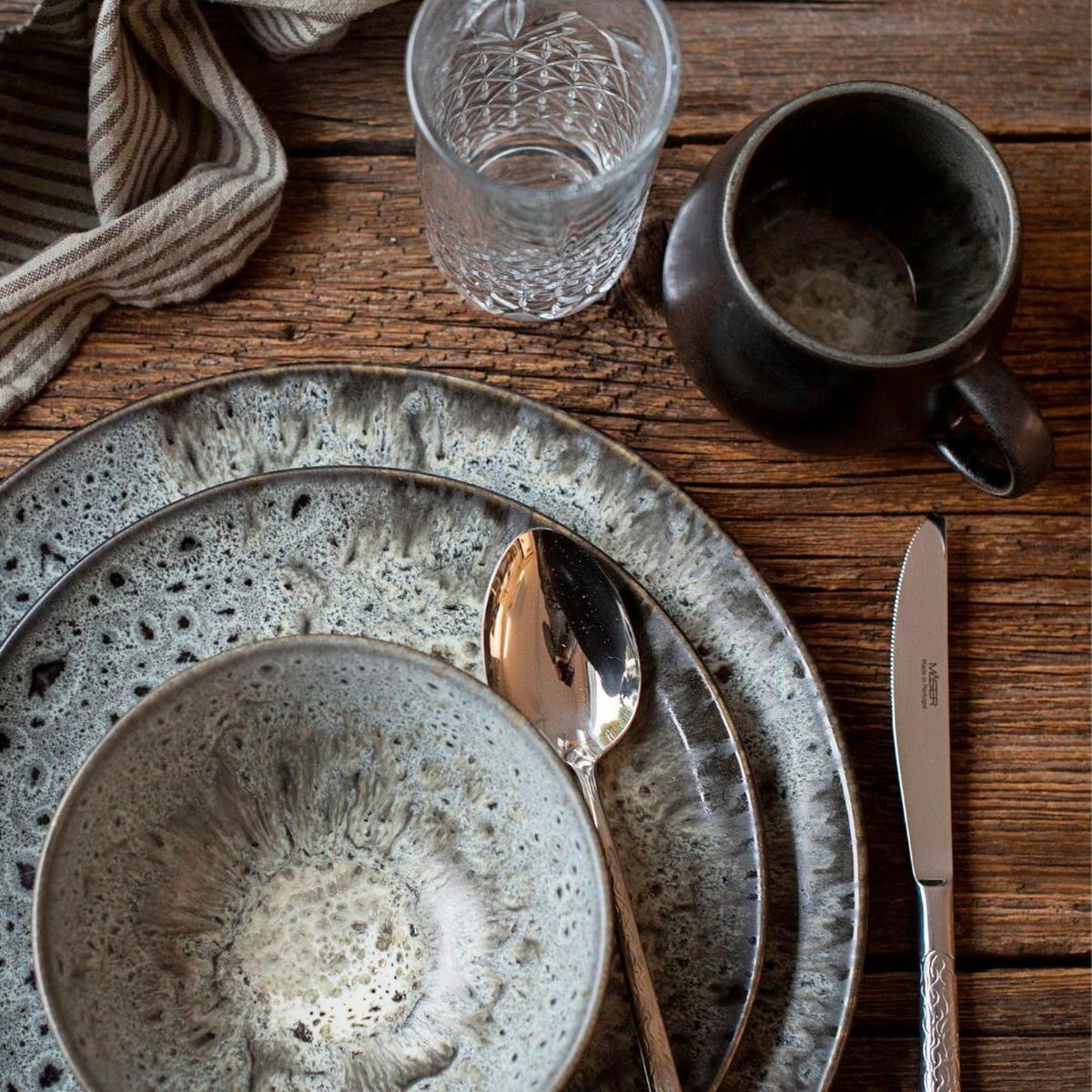 Desserettellerset Carellia Steingut, Grau, 4-Teilig - Grau, Basics, Keramik (23/2,4cm) - Mäser