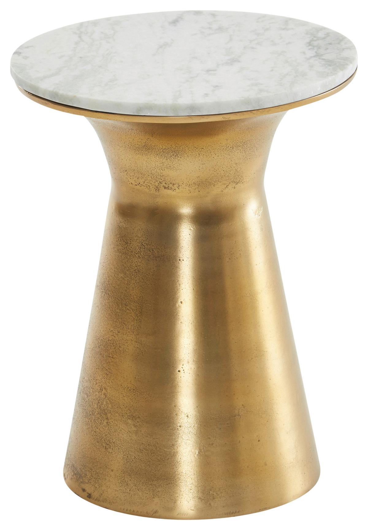 Beistelltisch Naturstein, Goldfarben D: 35cm - Goldfarben/Weiß, Design, Stein/Metall (35/45cm) - MID.YOU