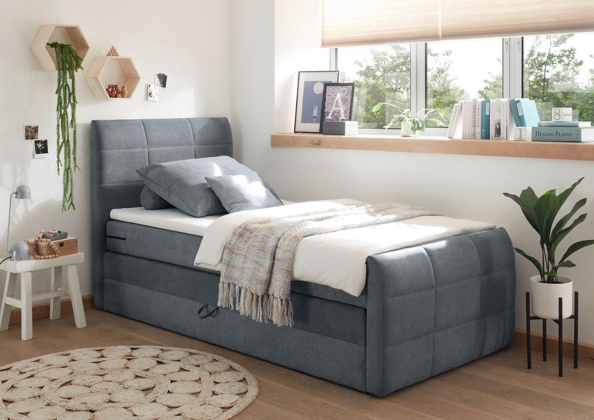 Boxspring postel KUBA 100x200 cm antracit - antracitová, Basics, kompozitní dřevo/textil (100/200cm) - MID.YOU