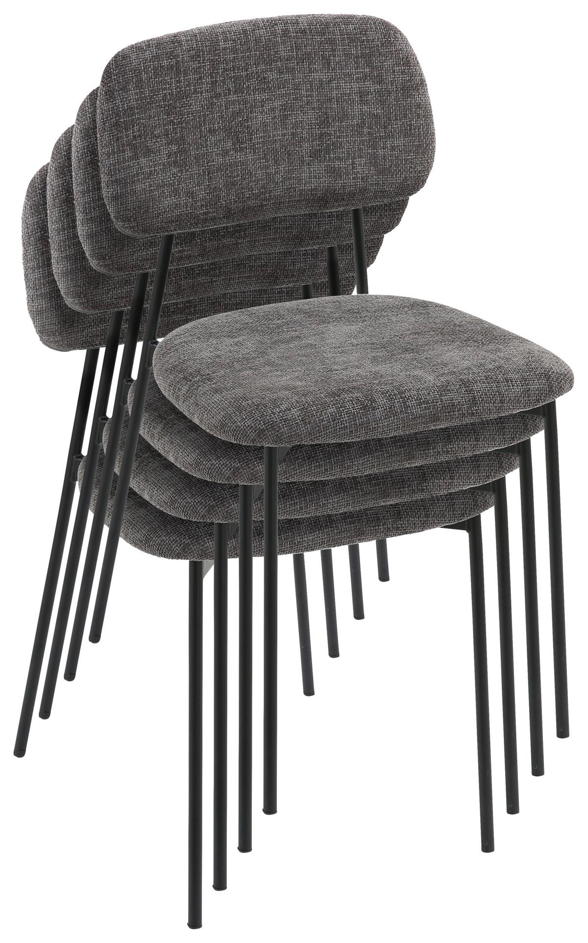 Židle Lara, sivá - šedá/černá, Moderní, kov/textil (44/78,5/49cm) - Mömax