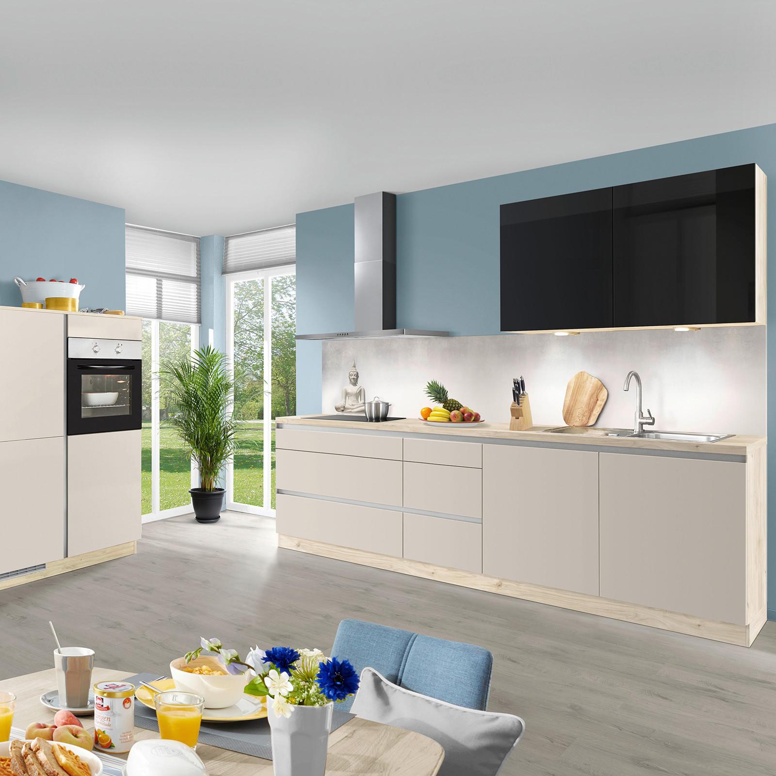 Zweizeilige Küche IP1200 270 + 120cm Kieselgrau - Basics, Holzwerkstoff (390cm) - Impuls
