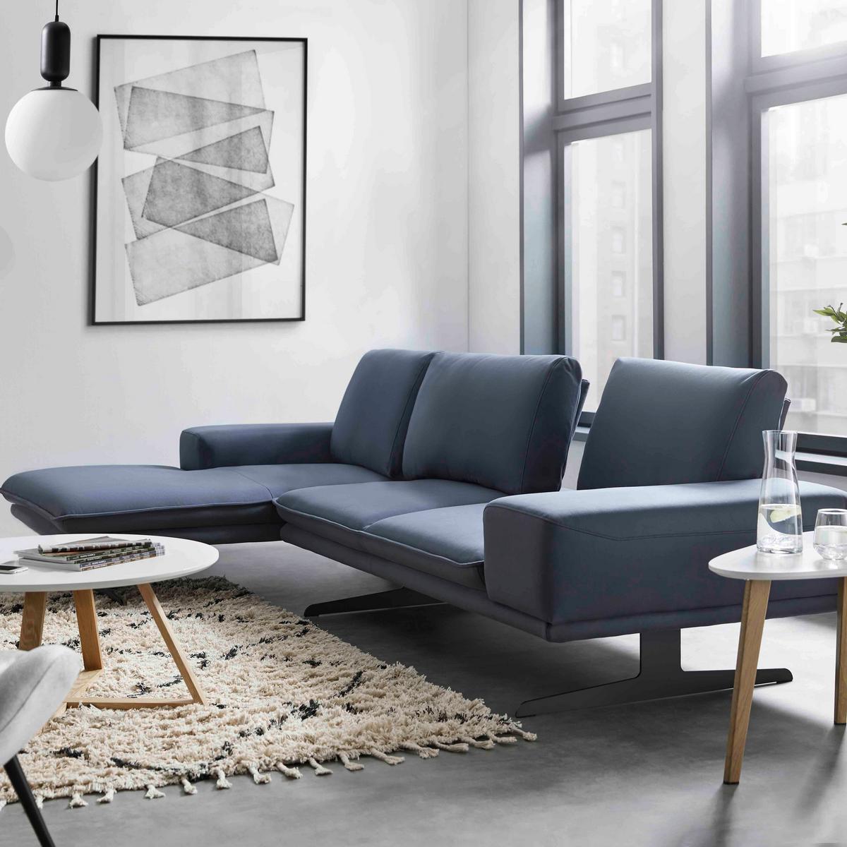 Sedací souprava LARISSA modrá - šedá/černá, Moderní, kov/textil (290/82/160cm) - Bessagi Home