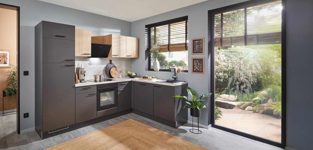 Eckküche Pn80/100 - Eichefarben/Beige, Trend, Holzwerkstoff (275/175cm) - Pino