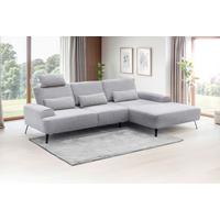 Ecksofa Astoria Hellgrau S: 305x178 cm - Hellgrau/Schwarz, Design, Textil (305/178cm) - Livetastic