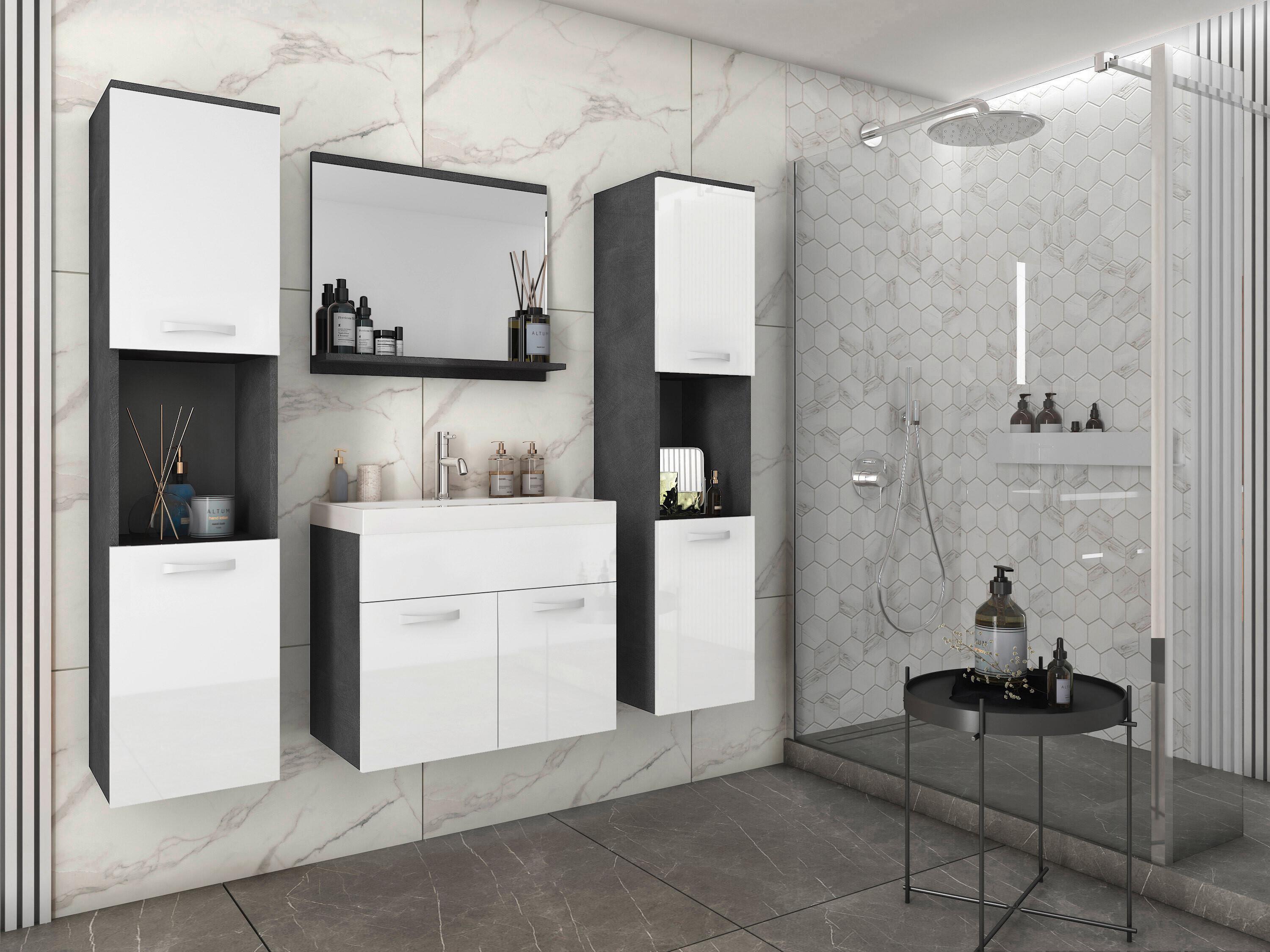 Koupelna antracit/bílá VL - bílá/antracitová, Lifestyle, kov/kompozitní dřevo (120cm) - P & B